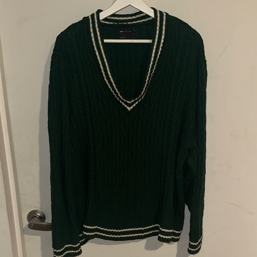 ASOS Oversized Green V-Neck Sweater